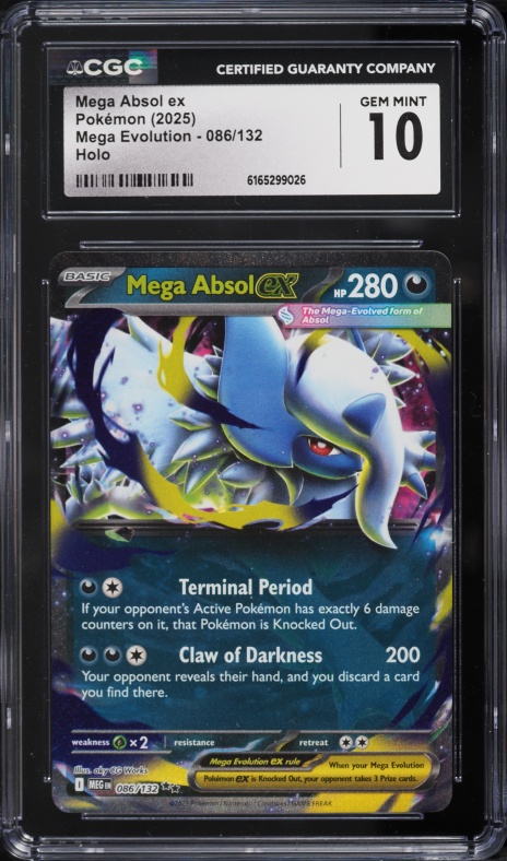 2025 Pokemon Mega Evolution Holo Mega Absol ex #86 CGC 9.5 MINT+