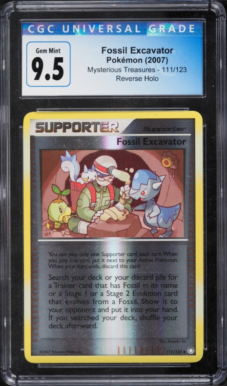 2007 Pokemon DP Mysterious Treasures Reverse Holo Fossil Excavator #111 CGC 9.5 GEM MINT