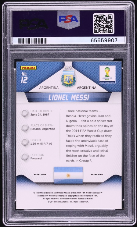 2014 Panini Prizm World Cup Silver Lionel Messi #12 PSA 10 GEM MINT