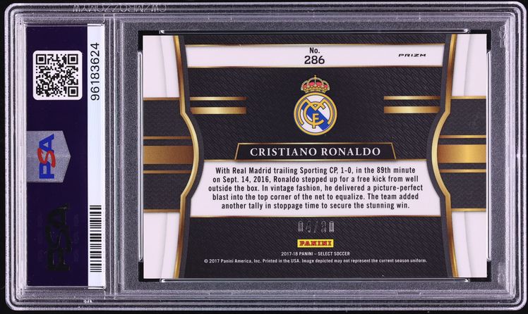 2017 Select Field Level Tie-Dye Prizm Cristiano Ronaldo /30 #286 PSA 10 GEM MINT