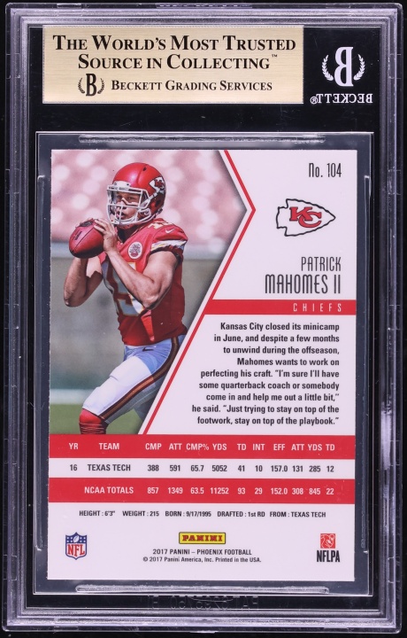 2017 Panini Phoenix Color Burst Patrick Mahomes II ROOKIE #104 BGS 9.5 GEM MINT