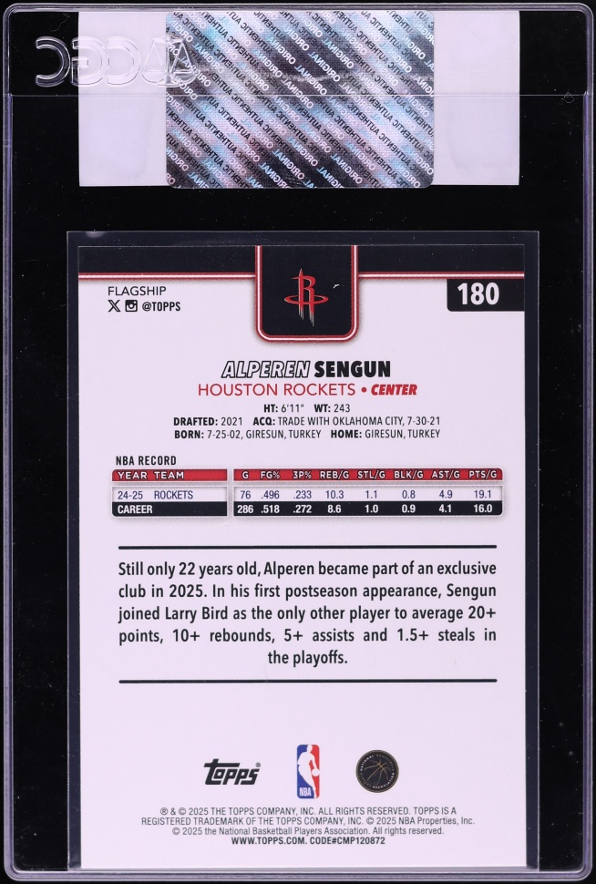 2025 Topps Foil Pattern Alperen Sengun #180 CGC AUTH
