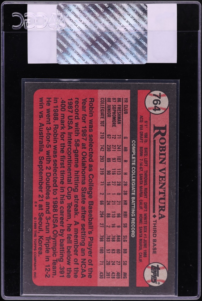 1989 Topps Robin Ventura ROOKIE #764 CGC AUTH