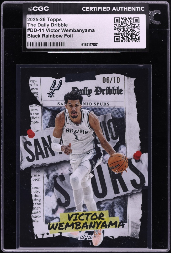 2025 Topps The Daily Dribble Black Rainbow Foil Victor Wembanyama /10 #DD-11 CGC AUTH