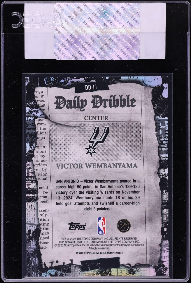 2025 Topps The Daily Dribble Black Rainbow Foil Victor Wembanyama /10 #DD-11 CGC AUTH