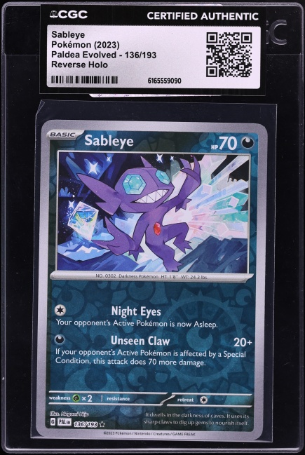 2023 Pokemon Scarlet & Violet Paldea Evolved Reverse Holo Sableye #136 CGC AUTH