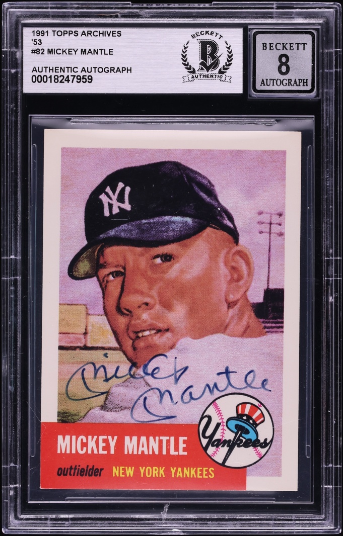 1991 Topps Archives '53 Mickey Mantle AUTO #82 BAS BGS AUTH