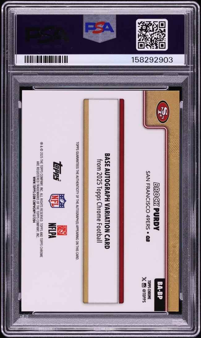 2025 Topps Chrome Green Lava Brock Purdy AUTO /99 #BP PSA 9 MINT