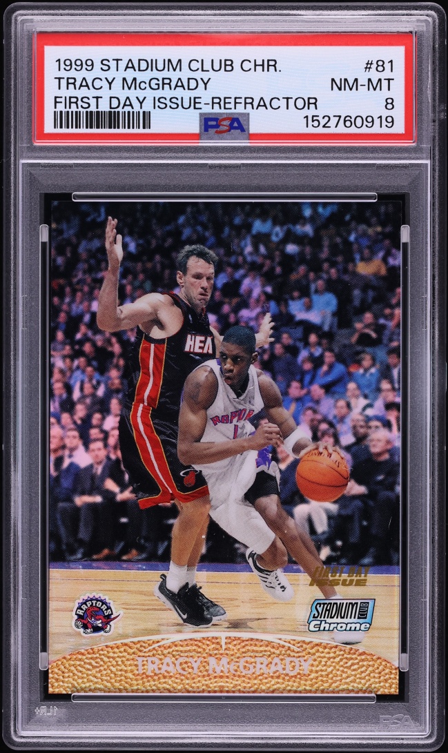 1999 Stadium Club Chrome First Day Issue Refractor Tracy McGrady /25 #81 PSA 8 NM-MT