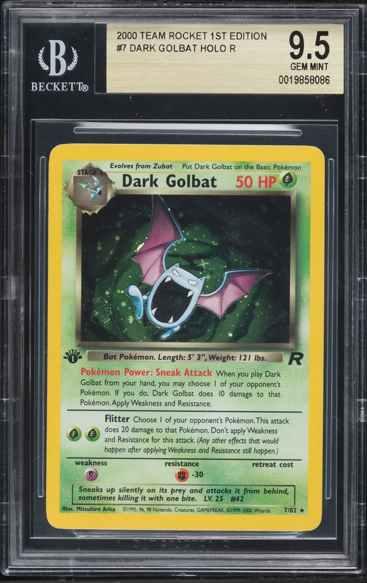 2000 Pokemon Team Rocket 1st Edition Holo Dark Golbat #7 BGS 9.5 GEM MINT