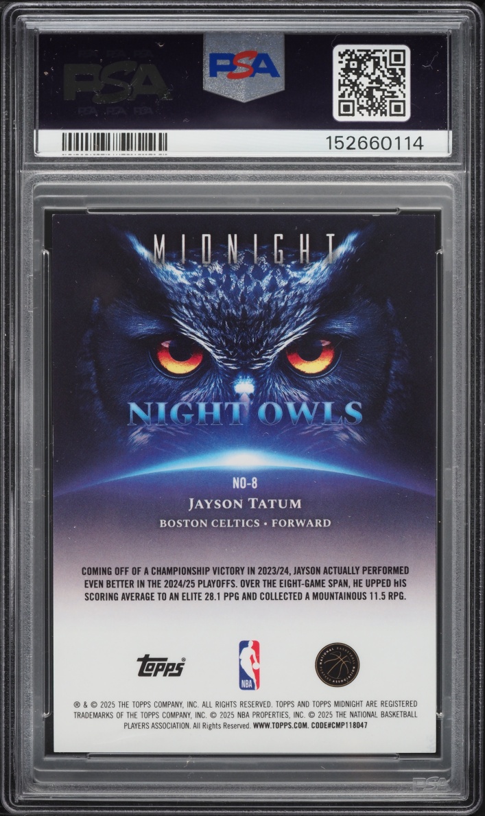 2025 Topps Midnight Night Owls Moonrise Jayson Tatum /25 #NO-8 PSA 9 MINT