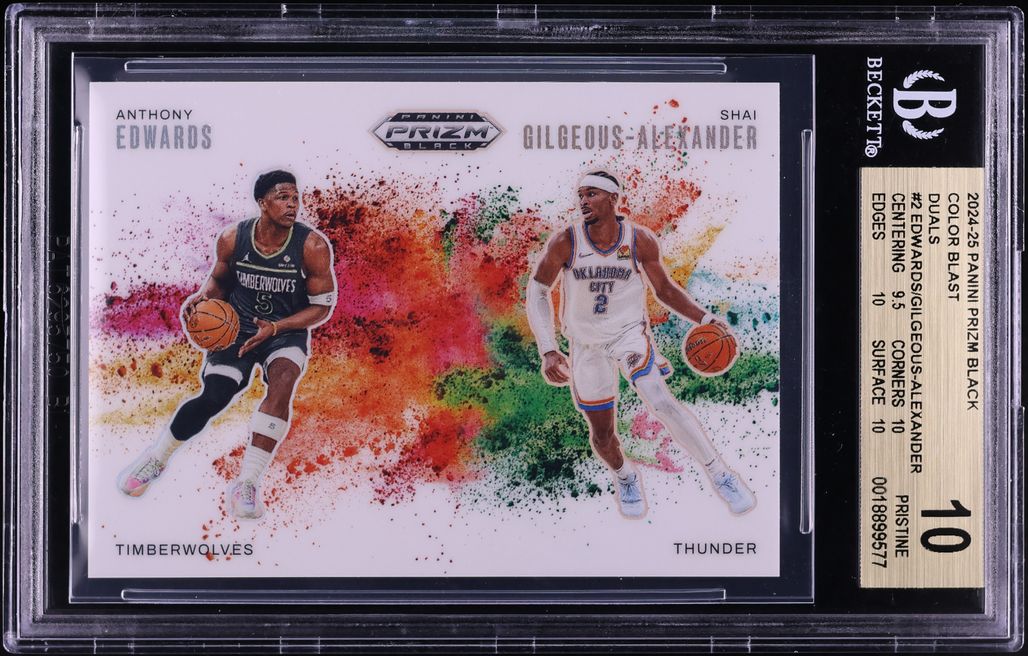 2024 Panini Prizm Black Color Blast Anthony Edwards Shai Gilgeous-Alexander #2 BGS 10 PRISTINE
