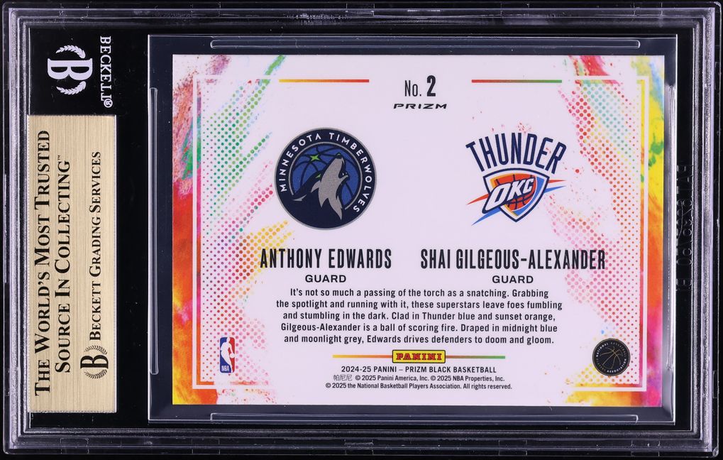 2024 Panini Prizm Black Color Blast Anthony Edwards Shai Gilgeous-Alexander #2 BGS 10 PRISTINE