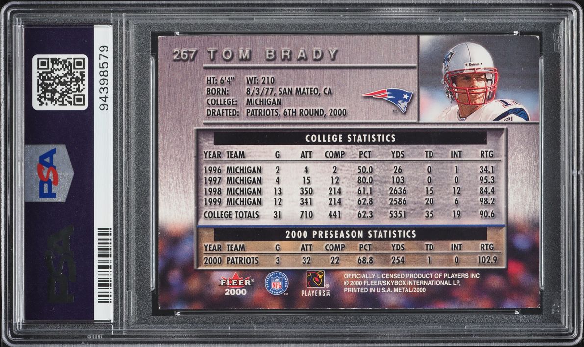 2000 Metal TB12 Collection Tom Brady ROOKIE AUTO DNA 10 #267 PSA AUTH