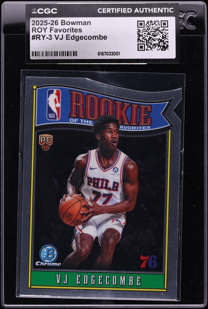 2025 Bowman Chrome ROY Favorites VJ Edgecombe ROOKIE #RY-3 CGC AUTH