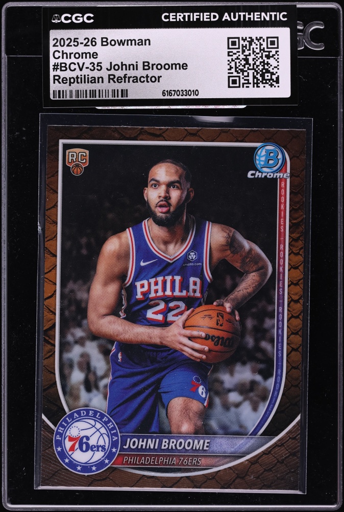 2025 Bowman Chrome Reptilian Refractor Johni Broome ROOKIE #BCV-35 CGC AUTH