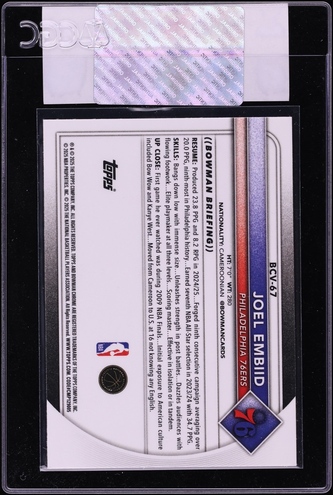 2025 Bowman Chrome Joel Embiid #BCV-67 CGC AUTH