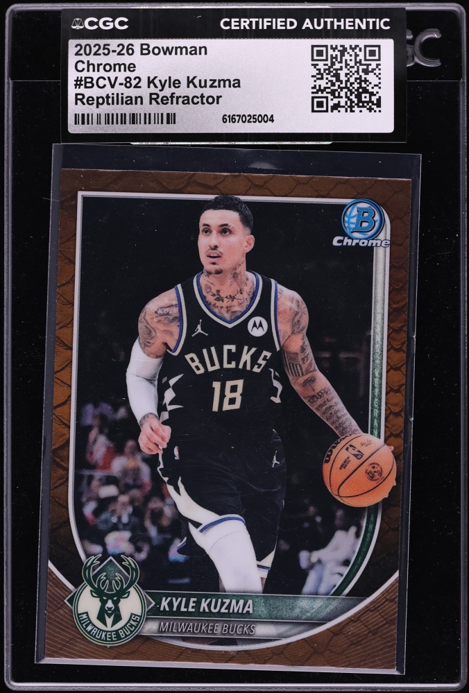 2025 Bowman Chrome Reptilian Refractor Kyle Kuzma #BCV-82 CGC AUTH