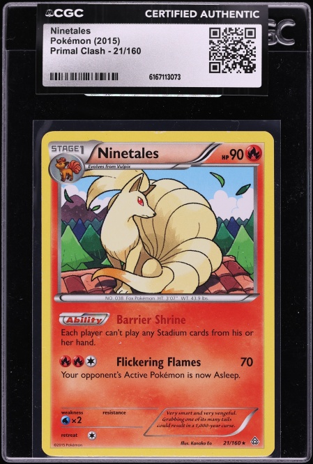 2015 Pokemon Primal Clash Ninetales #21 CGC AUTH