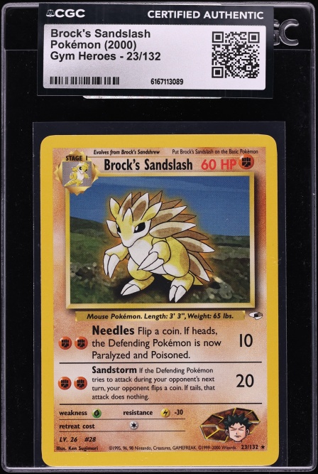 2000 Pokemon Gym Heroes Brock's Sandslash #23 CGC AUTH