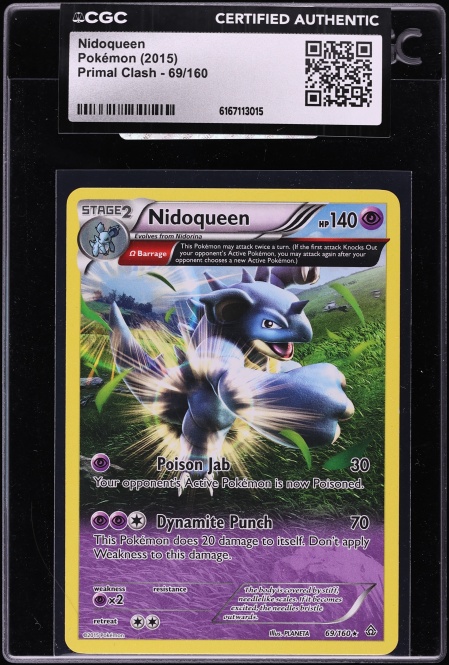 2015 Pokemon XY Primal Clash Holo Nidoqueen #69 CGC AUTH
