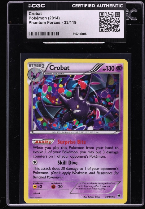 2014 Pokemon XY Phantom Forces Crobat #33 CGC AUTH