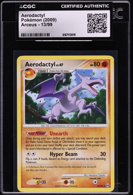 aerodactyl pokemon card 1999 2009 Japanese DP Advent of Arceus 1st Edition #051 CGC AUTH on Fanatics Collect Holo Rare Retreat cost 1999 Pokémon Fossil - Aerodactyl