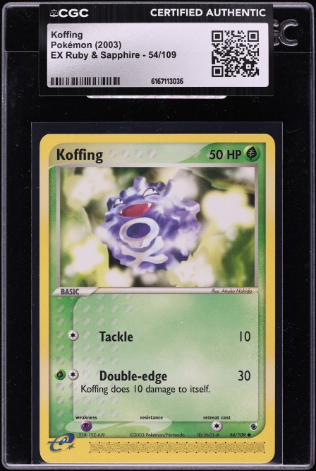 2003 Pokemon EX Ruby & Sapphire Koffing #54 CGC AUTH