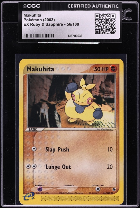 2003 Pokemon EX Ruby & Sapphire Makuhita #56 CGC AUTH