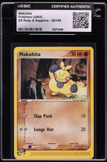 2003 Pokemon EX Ruby & Sapphire Makuhita #56 CGC AUTH