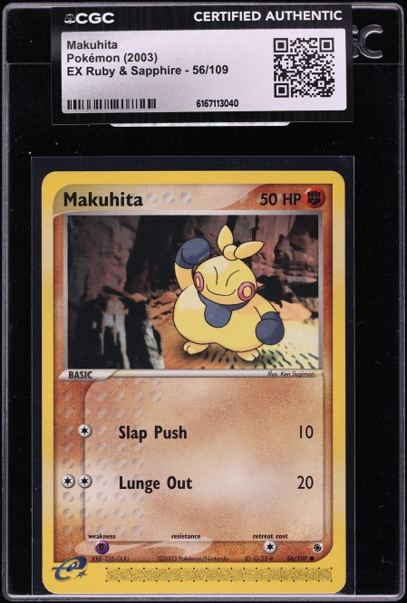 2003 Pokemon EX Ruby & Sapphire Makuhita #56 CGC AUTH