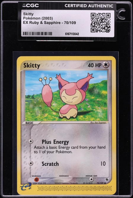 2003 Pokemon EX Ruby & Sapphire Skitty #70 CGC AUTH