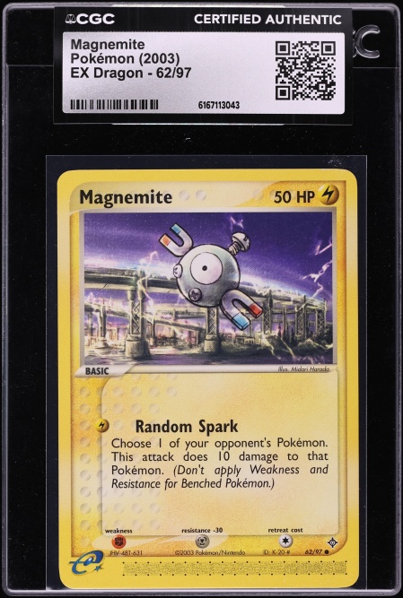 2003 Pokemon EX Dragon Magnemite #62 CGC AUTH
