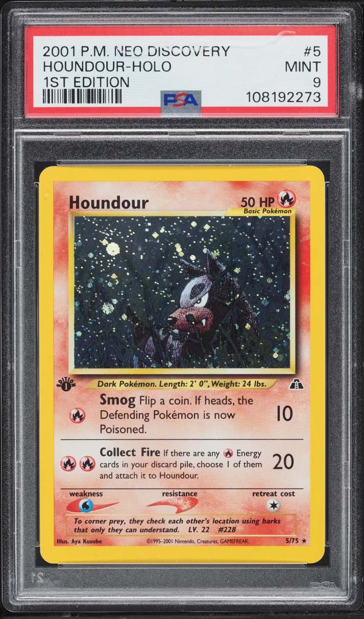 2001 Pokemon Neo Discovery 1st Edition Holo Houndour #5 PSA 9 MINT