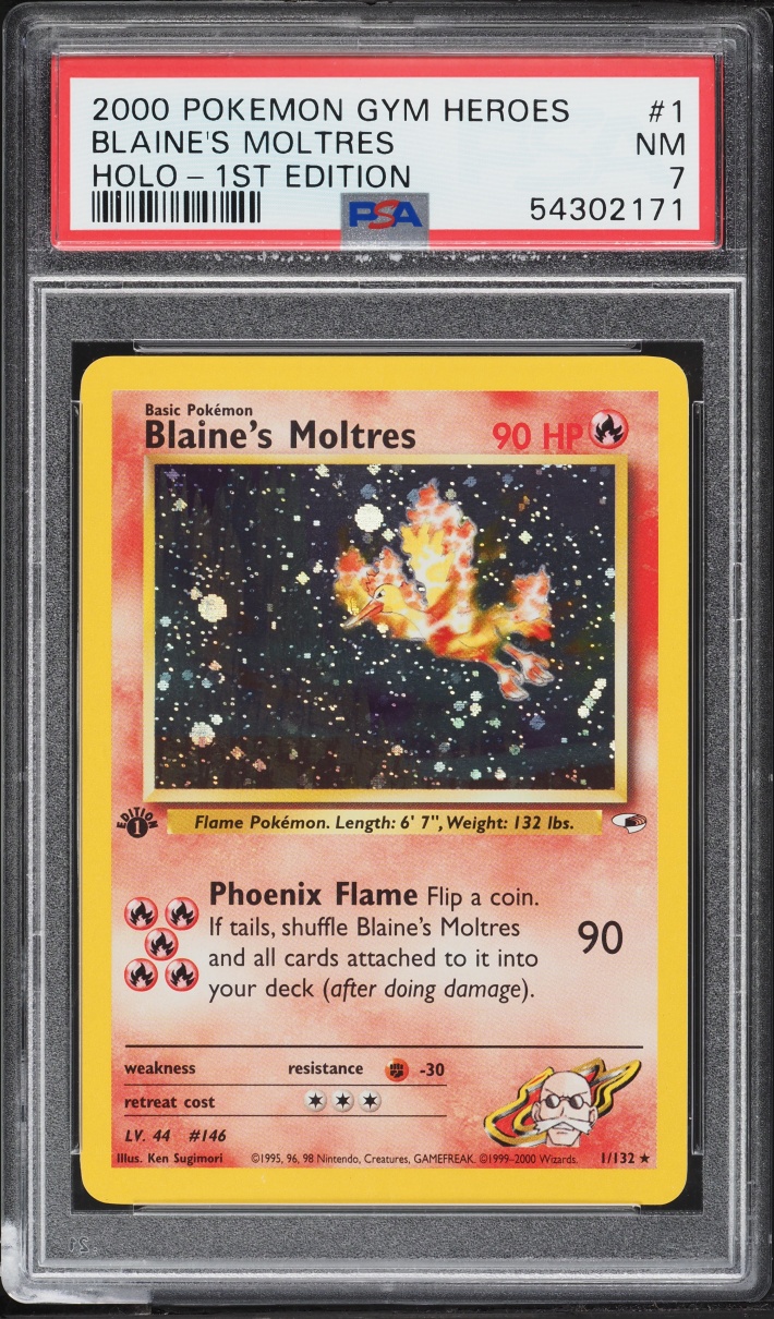 2000 Pokemon Gym Heroes 1st Edition Holo Blaine's Moltres #1 PSA 7 NRMT