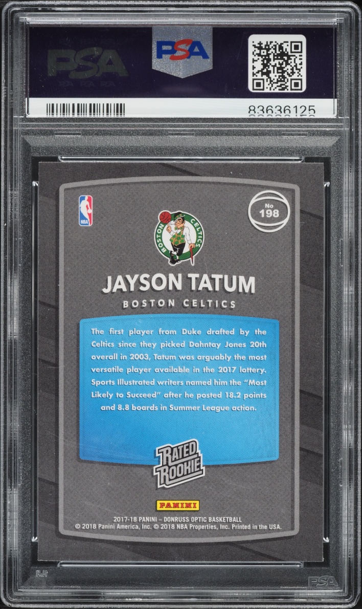 2017 Donruss Optic Red & Yellow Jayson Tatum ROOKIE #198 PSA 10 GEM MINT