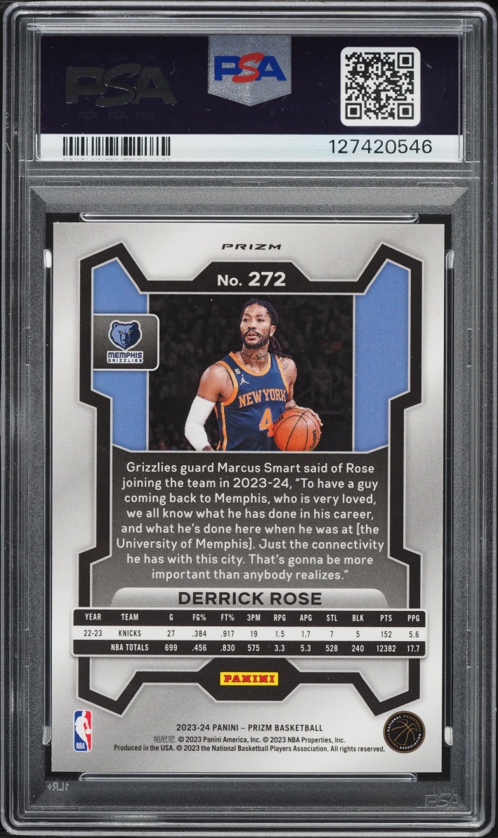 2023 Panini Prizm King Snake Derrick Rose #272 PSA 10 GEM MINT