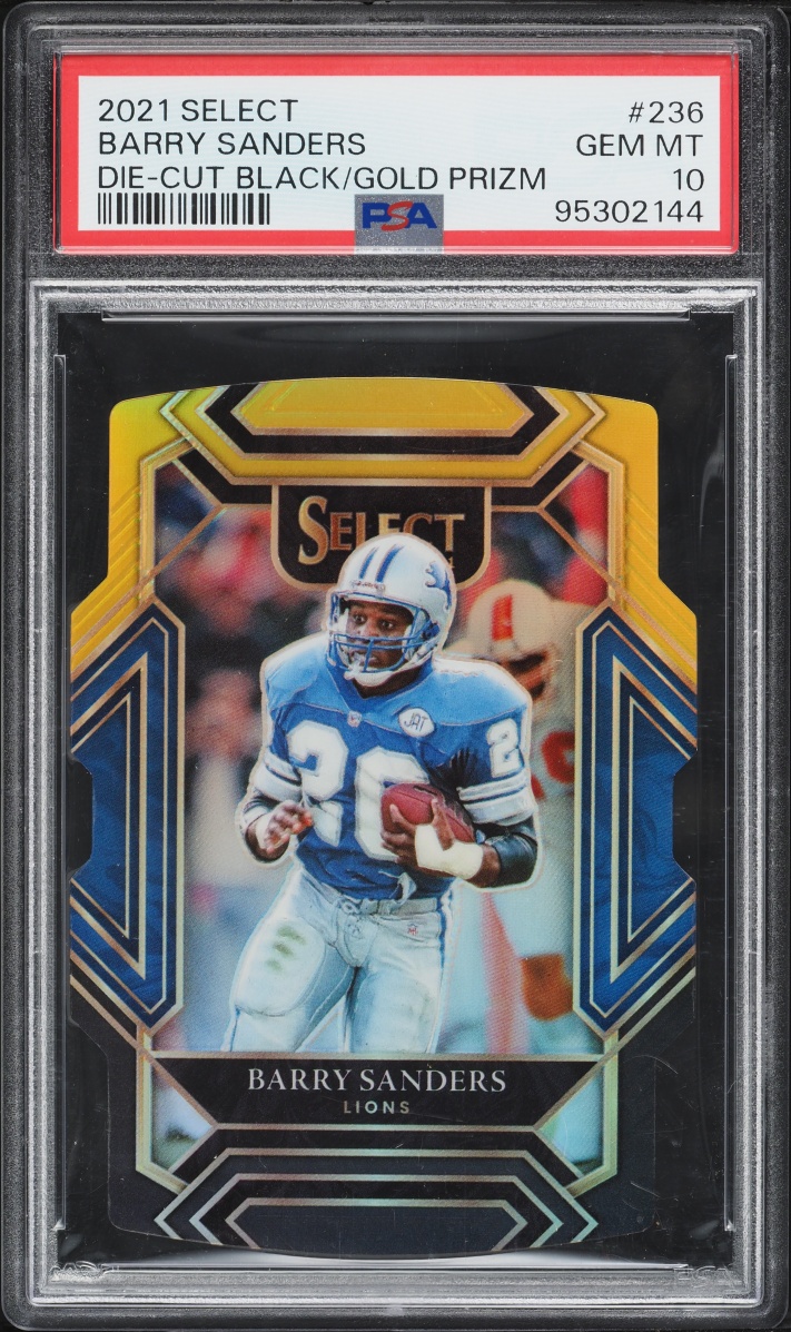 2021 Select Club Level Black & Gold Prizm Die-Cut Barry Sanders #236 PSA 10 GEM MINT