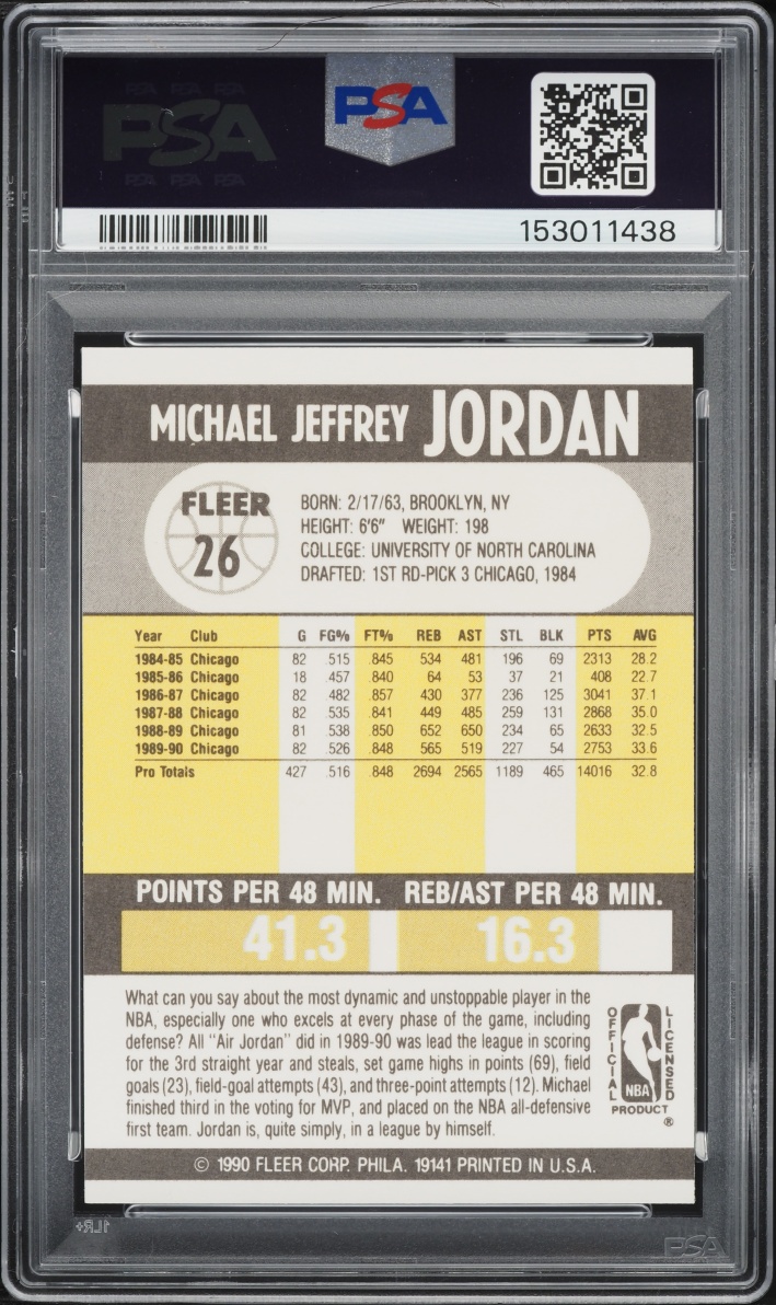 1990 Fleer Basketball Michael Jordan #26 PSA 8 NM-MT