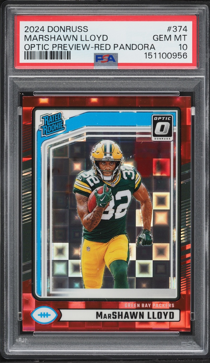 2024 Donruss Optic Preview Red Pandora Marshawn Lloyd ROOKIE #374 PSA 10 GEM MINT