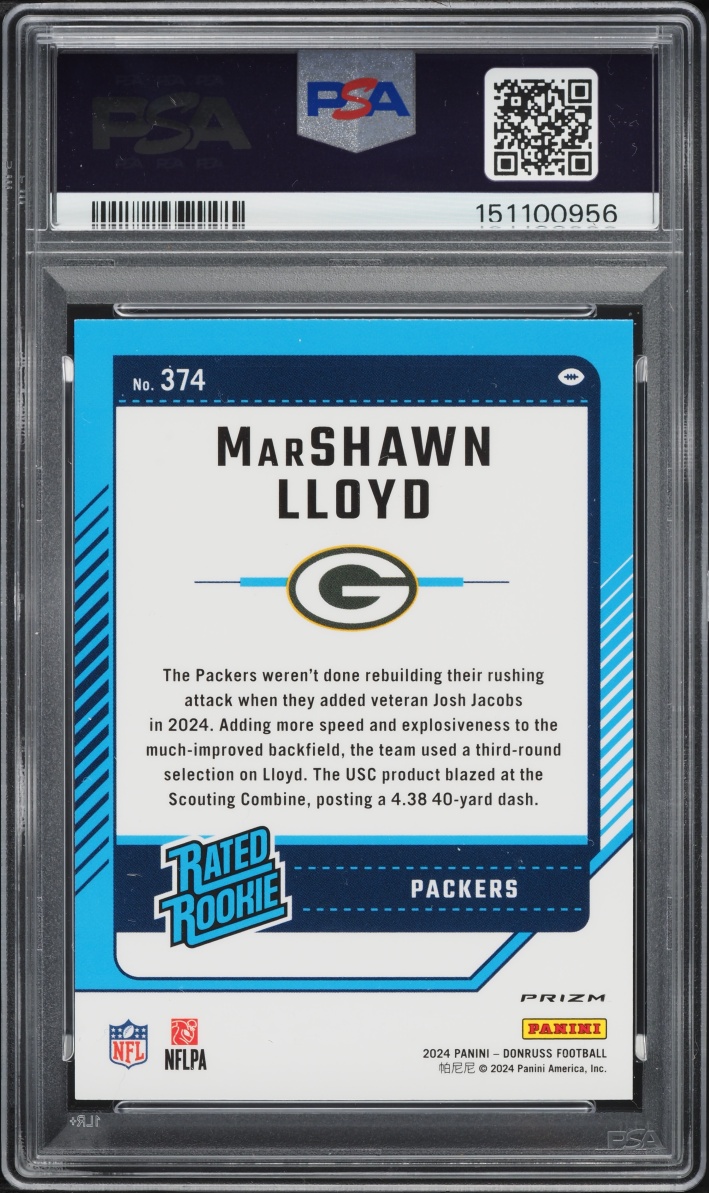 2024 Donruss Optic Preview Red Pandora Marshawn Lloyd ROOKIE #374 PSA 10 GEM MINT