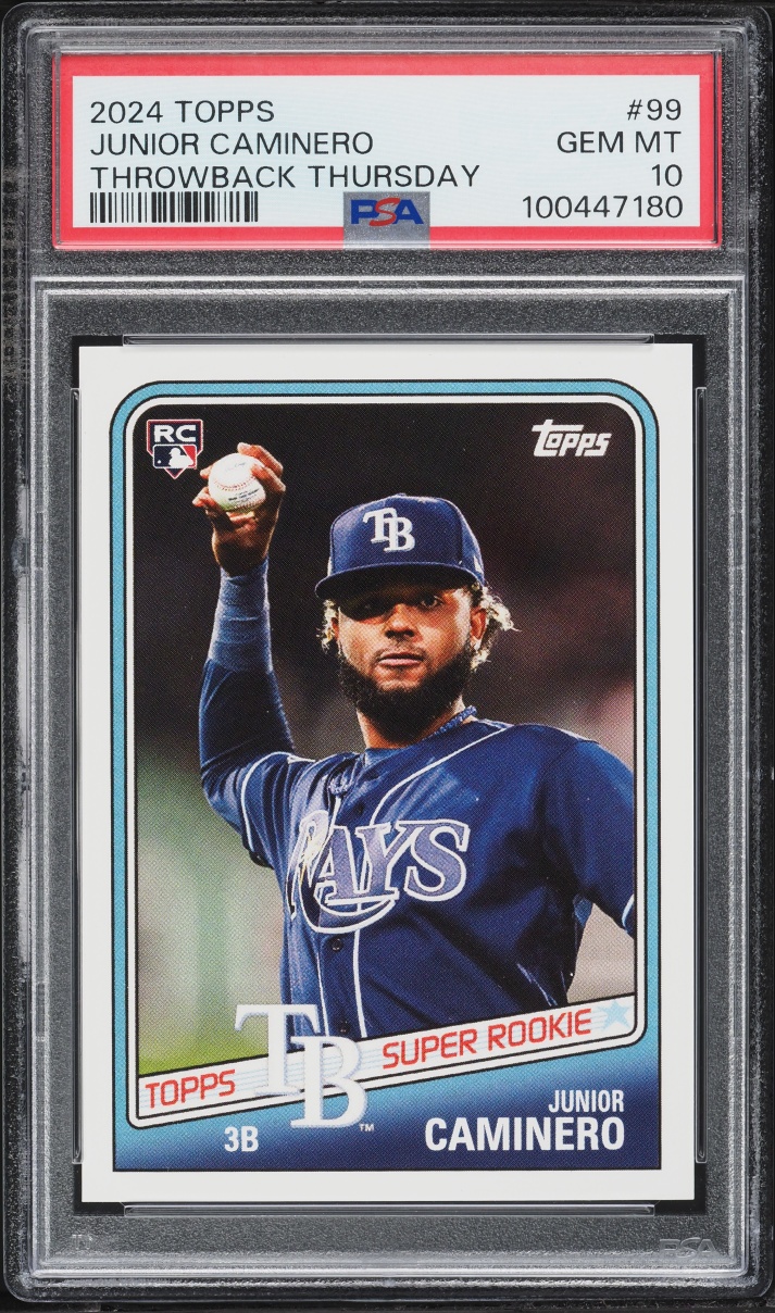 2024 Topps Throwback Thursday Junior Caminero ROOKIE #99 PSA 10 GEM MINT