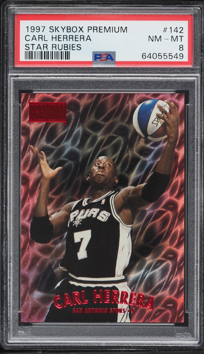 1997 Skybox Premium Star Rubies Carl Herrera /50 #142 PSA 8 NM-MT