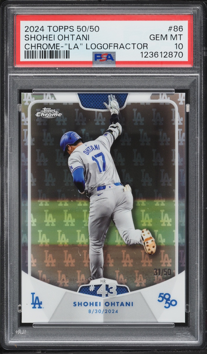 2024 Topps Chrome 50/50 LA Logofractor Shohei Ohtani /50 #86 PSA 10 GEM MINT