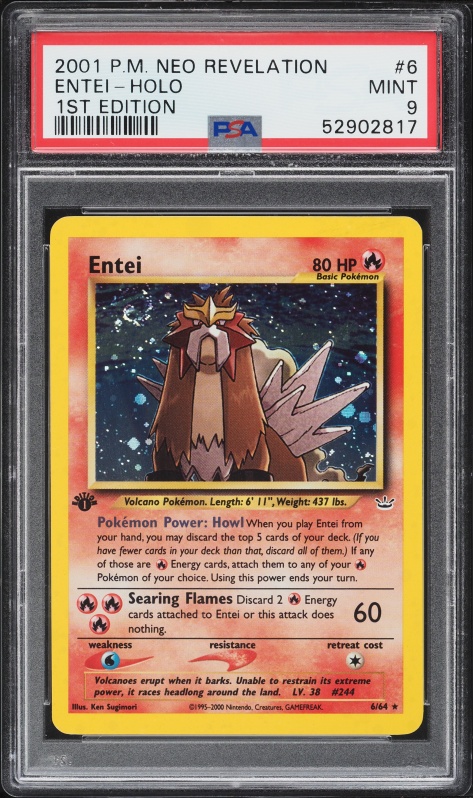 entei pokemon card 1995 PSA (EX 5) #17 discard any Trainer cards attached to Entei Rocket's Entei (VS 95) -