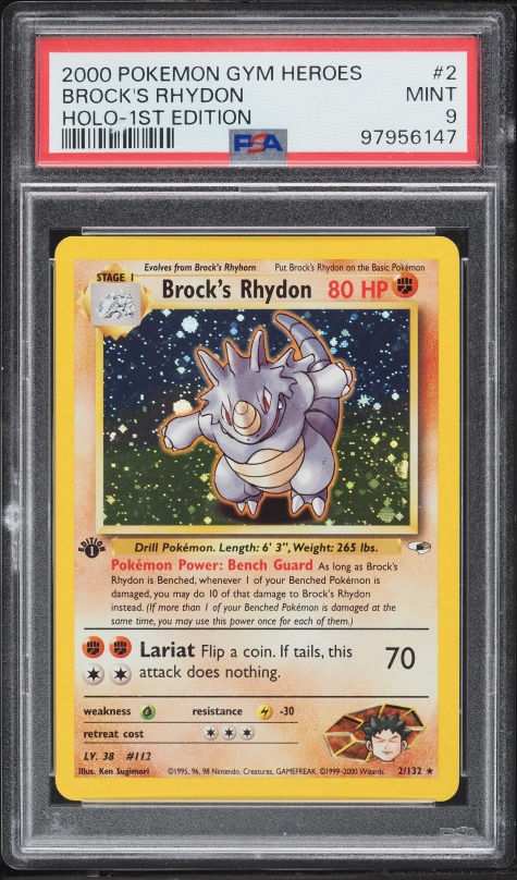 2000 Pokemon Gym Heroes Brock's Rhyhorn #70 CGC 9 MINT on Fanatics Collect 2000 Pokemon Gym Heroes Brock's Rhyhorn #70 CGC 9 MINT on Fanatics Collect