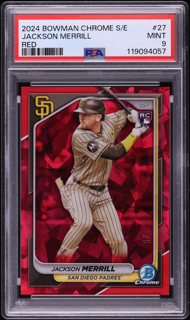 2024 Bowman Chrome Sapphire Edition Red Jackson Merrill ROOKIE 1/5 #27 PSA 9 MINT