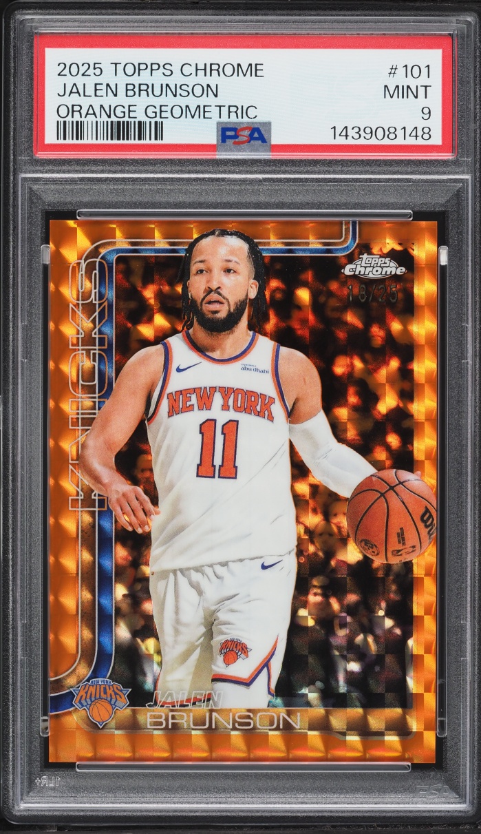 2025 Topps Chrome Orange Geometric Jalen Brunson /25 #101 PSA 9 MINT