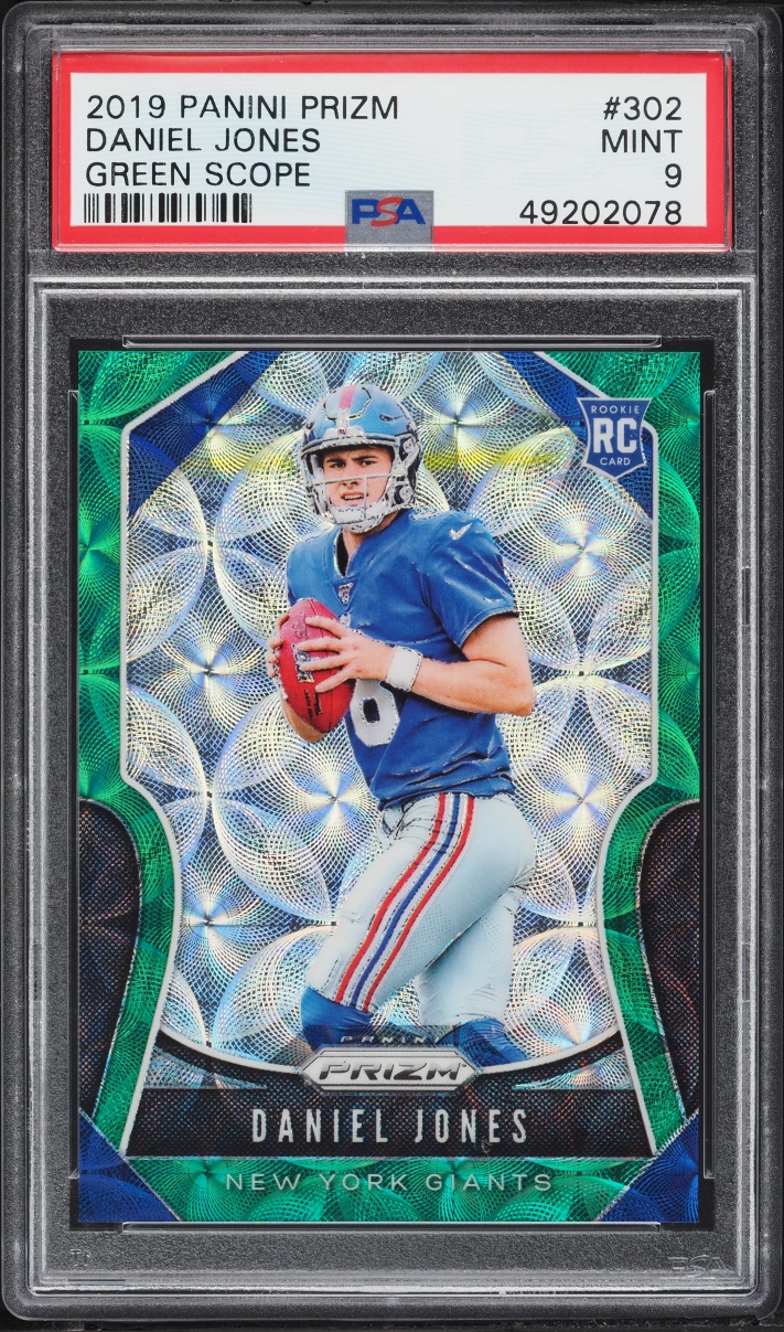 2019 Panini Prizm Green Scope Daniel Jones ROOKIE #302 PSA 9 MINT