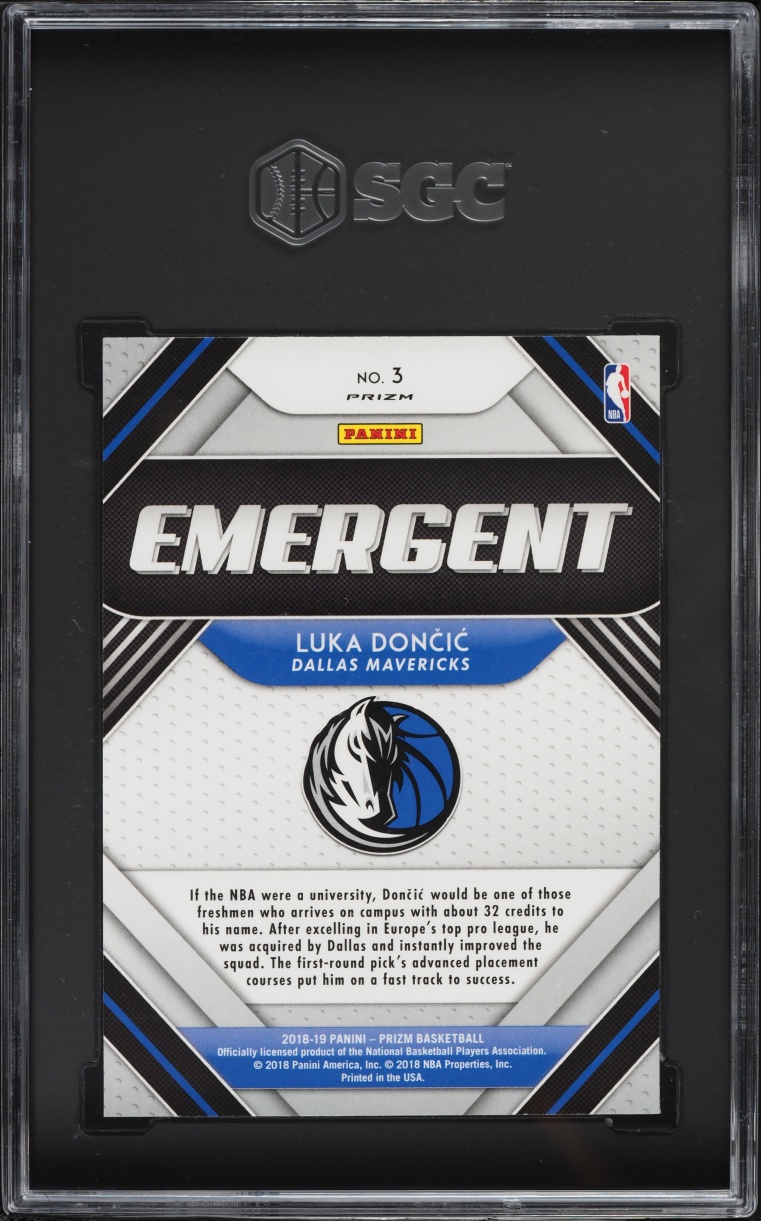 2018 Panini Prizm Emergent Silver Luka Doncic ROOKIE #3 SGC 10 GEM MINT